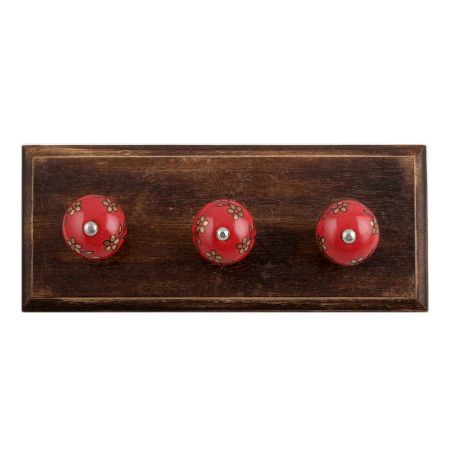 Golden Tiny Flower Ceramic Wooden Hooks